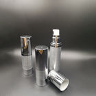 Empty 15ml 30ml 50ml plastic PP silver in frosted body manufacturers traveling round airless pump bottle wholesale