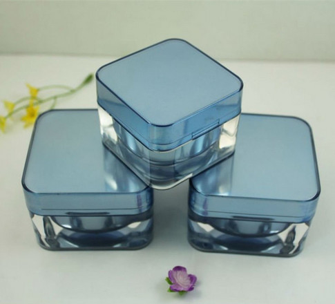 50g Blue Round Glass Cosmetic Cream Jars With Smooth Cap