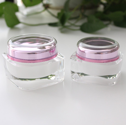 Natural Acrylic Oval Shape Cosmetic Cream Jars Wide Mouth With Aluminum Cap 50g